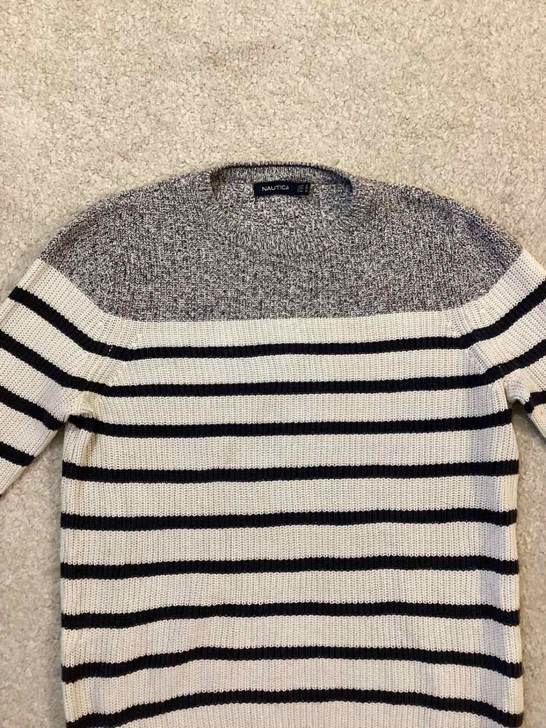 Sweat Nautica Femme - Blanc & Gris - Taille M - Coton