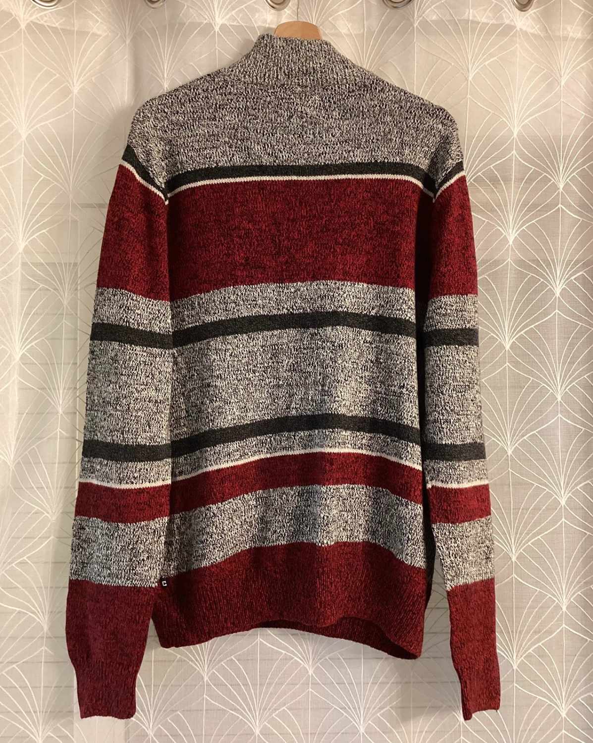 🟥⬛ Sweat Chaps Homme à Rayures - Gris/Rouge/Noir - Taille L/G