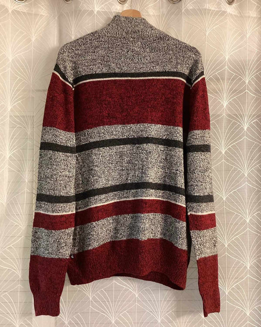 🟥⬛ Sweat Chaps Homme à Rayures - Gris/Rouge/Noir - Taille L/G