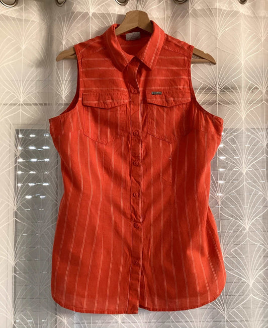 Chemise Sans Manches Columbia Femme à Rayures - Rouge/Blanc