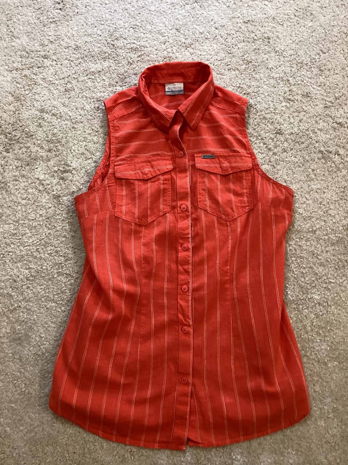 Chemise Sans Manches Columbia Femme à Rayures - Rouge/Blanc