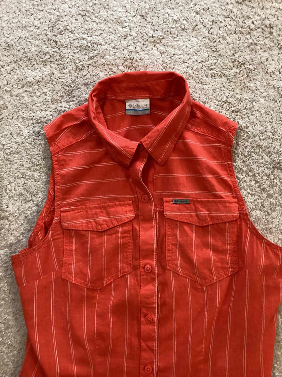 Chemise Sans Manches Columbia Femme à Rayures - Rouge/Blanc