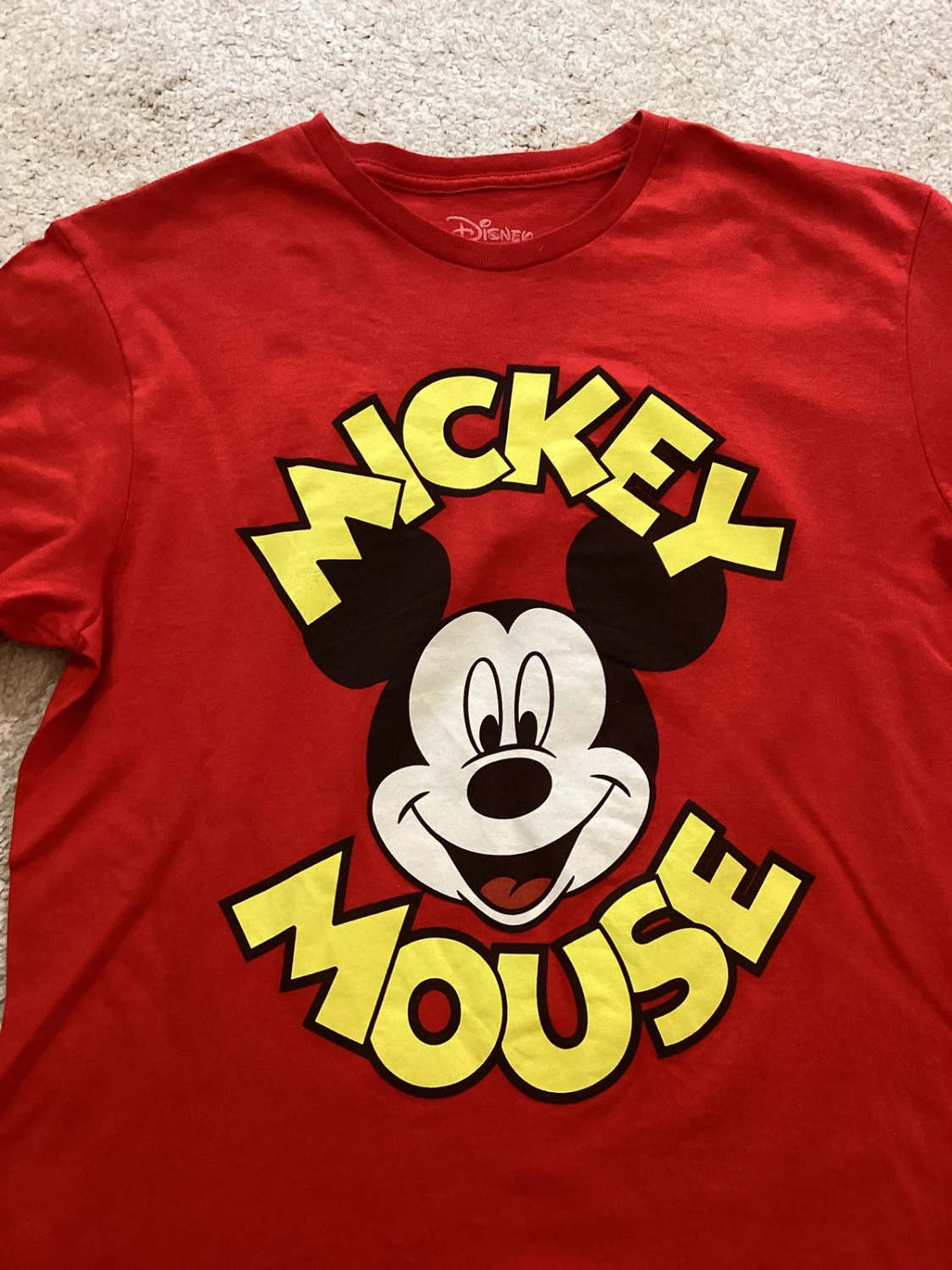 🐭 T-shirt Disney Homme - Mickey Mouse Rouge - Taille L - Coton