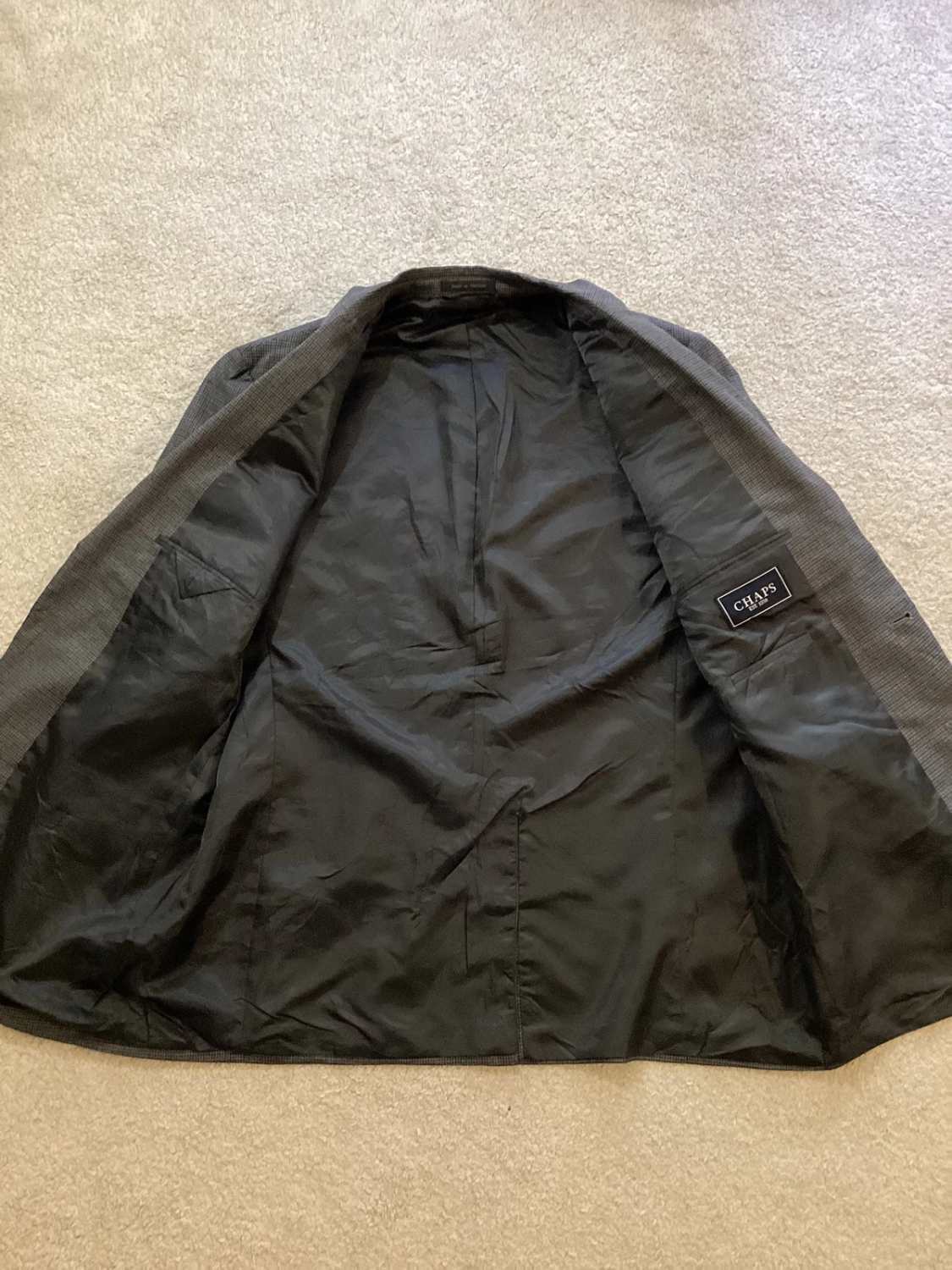 🧥 Blazer Chaps Homme - Carreaux Gris/Noir/Kaki - Taille L