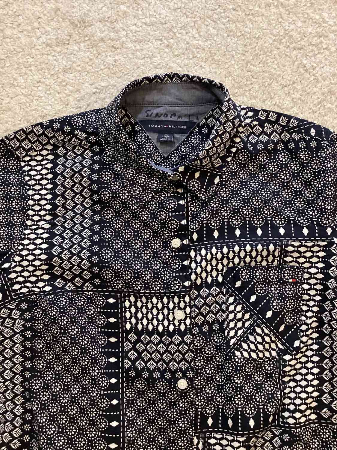 Chemise Tommy Hilfiger Femme à Motif - Noir/Blanc - XSTP