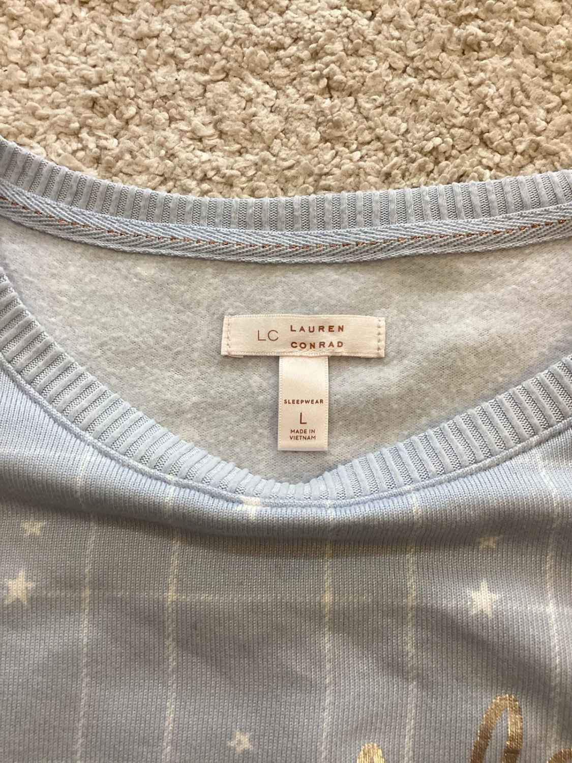 🌙 Pull de Nuit Lauren Conrad - Carreaux Bleu/Blanc - Taille L
