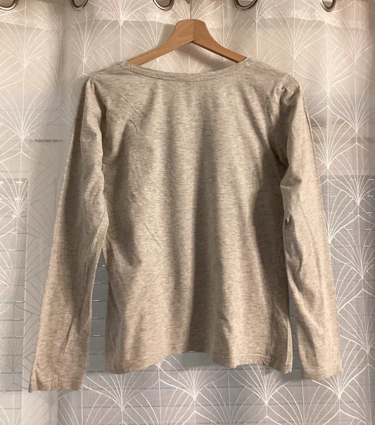T-shirt manches longues beige en coton, vêtement d'occasion de qualité premium