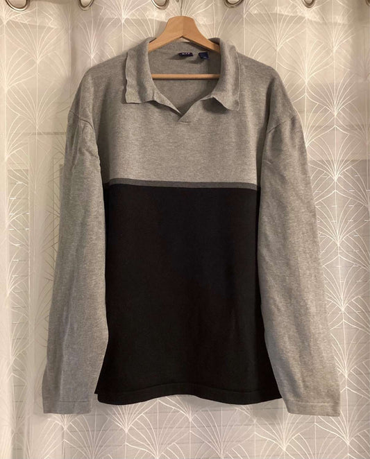 🎩 Sweat Polo Gap Homme - Gris/Noir - Taille XXL - Coton