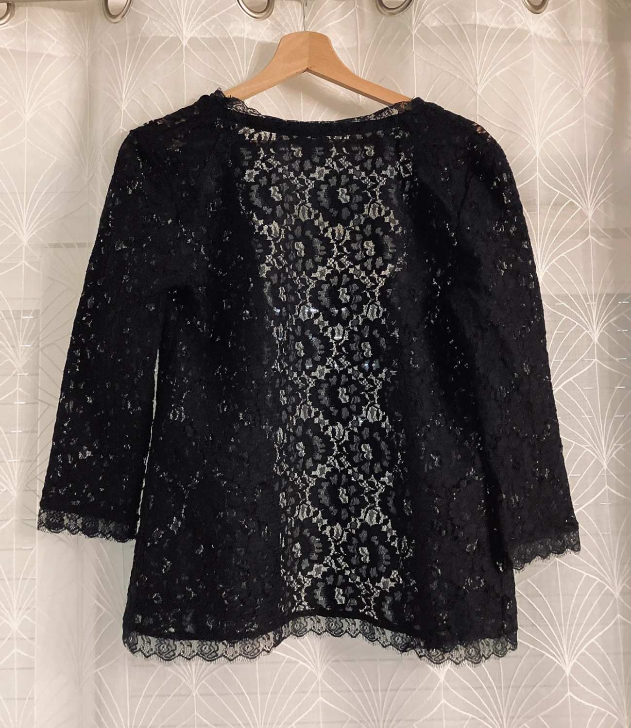 👗 Blouse Transparente Noire Style Cardigan - Taille S - Coton