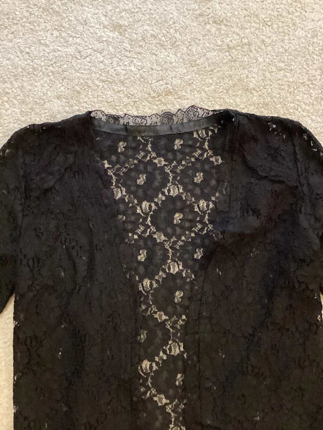 👗 Blouse Transparente Noire Style Cardigan - Taille S - Coton