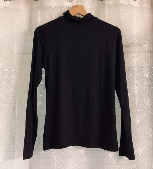 Pull noir à col roulé, vêtement d'occasion tendance pour femme