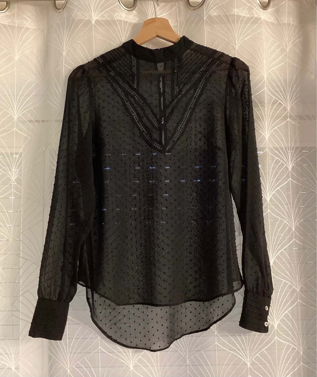 Blouse Transparente Stradivarius - Noir - Taille S - Polyester