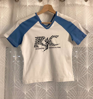 🤍💙 Top Blanc et Bleu - Coton/Elastane - Taille S