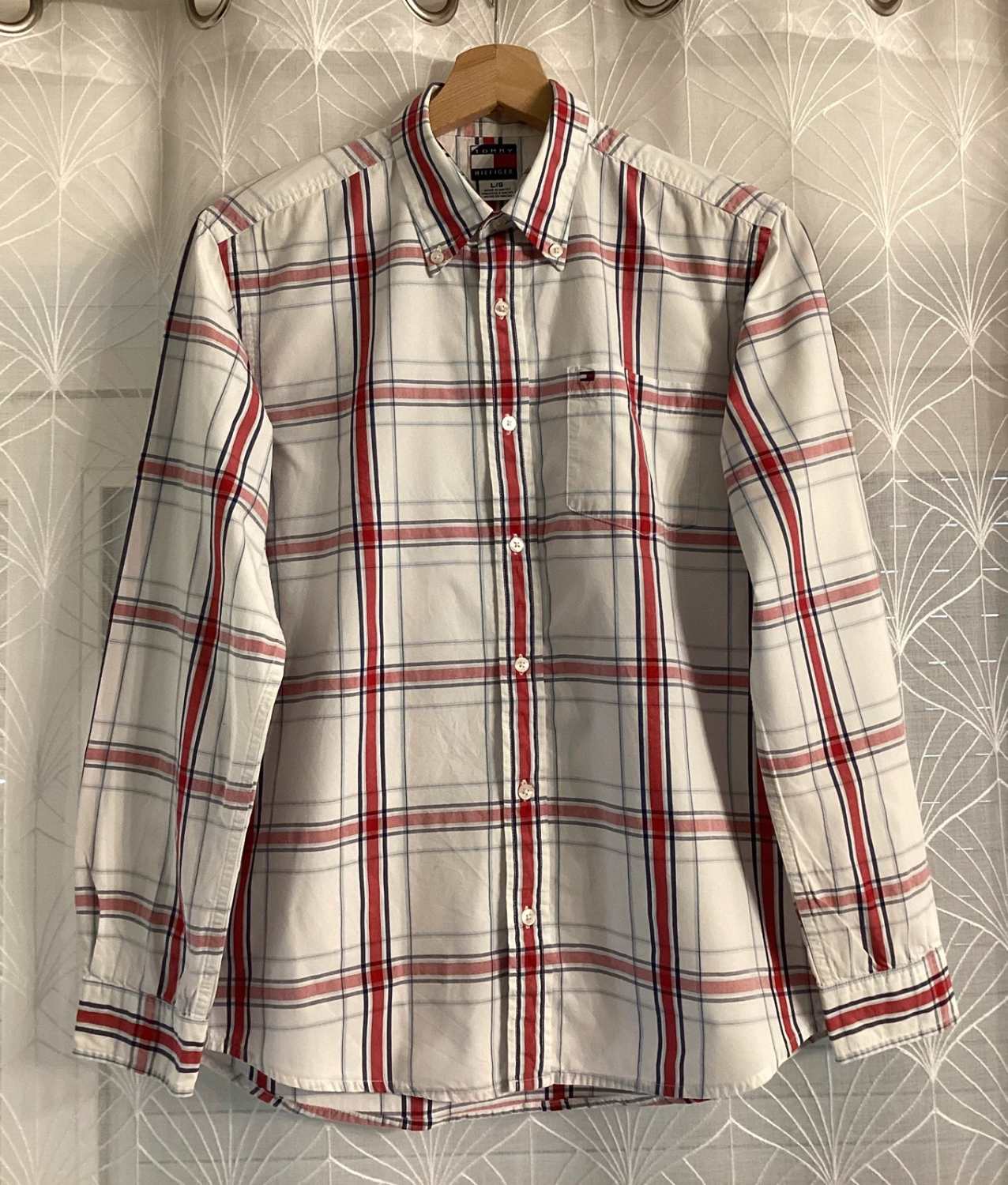 🌊 Chemise Tommy Hilfiger à Carreaux - Blanc/Rouge/Marine - Taille L/G