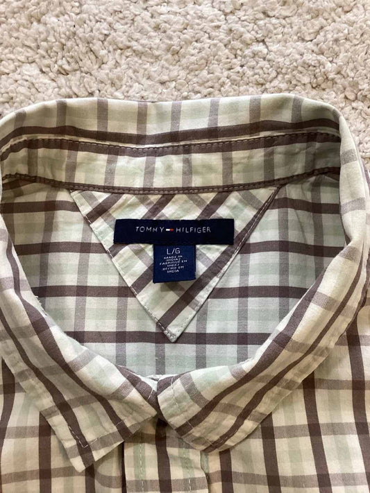 Chemise Tommy Hilfiger Carreaux Marron Blanc Vert 100% Coton – Taille L Femme | Seconde Main