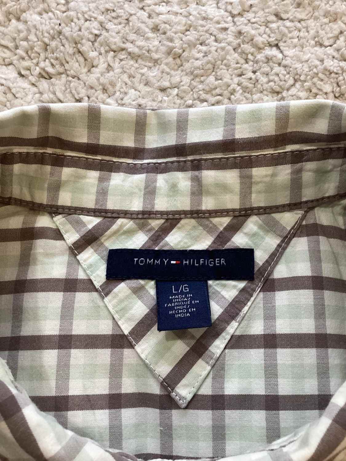 Chemise Tommy Hilfiger à Carreaux - Marron/Blanc/Vert - Taille L/G