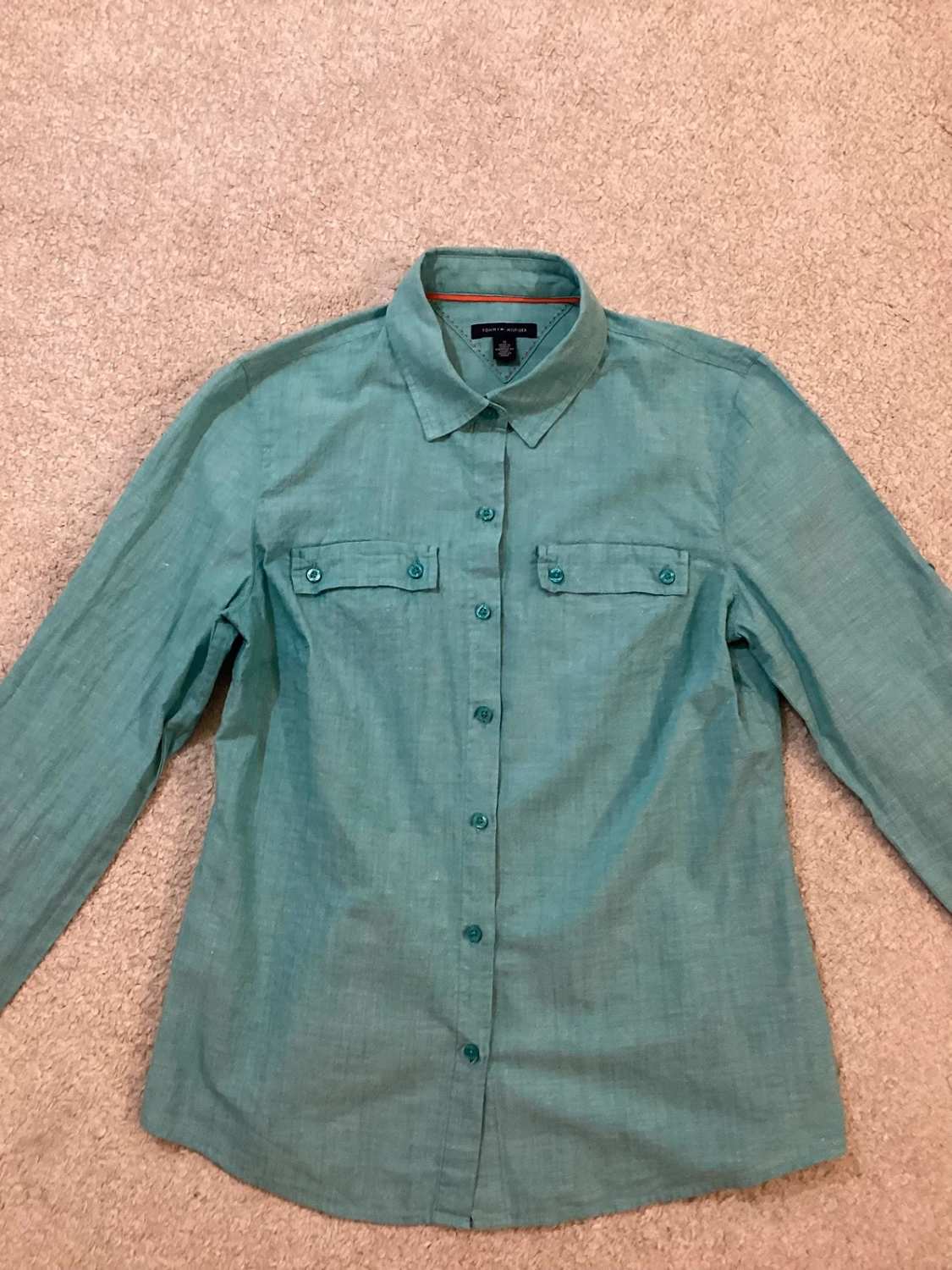 Chemise Tommy Hilfiger Femme - Turquoise - Coton/Lin - Taille M