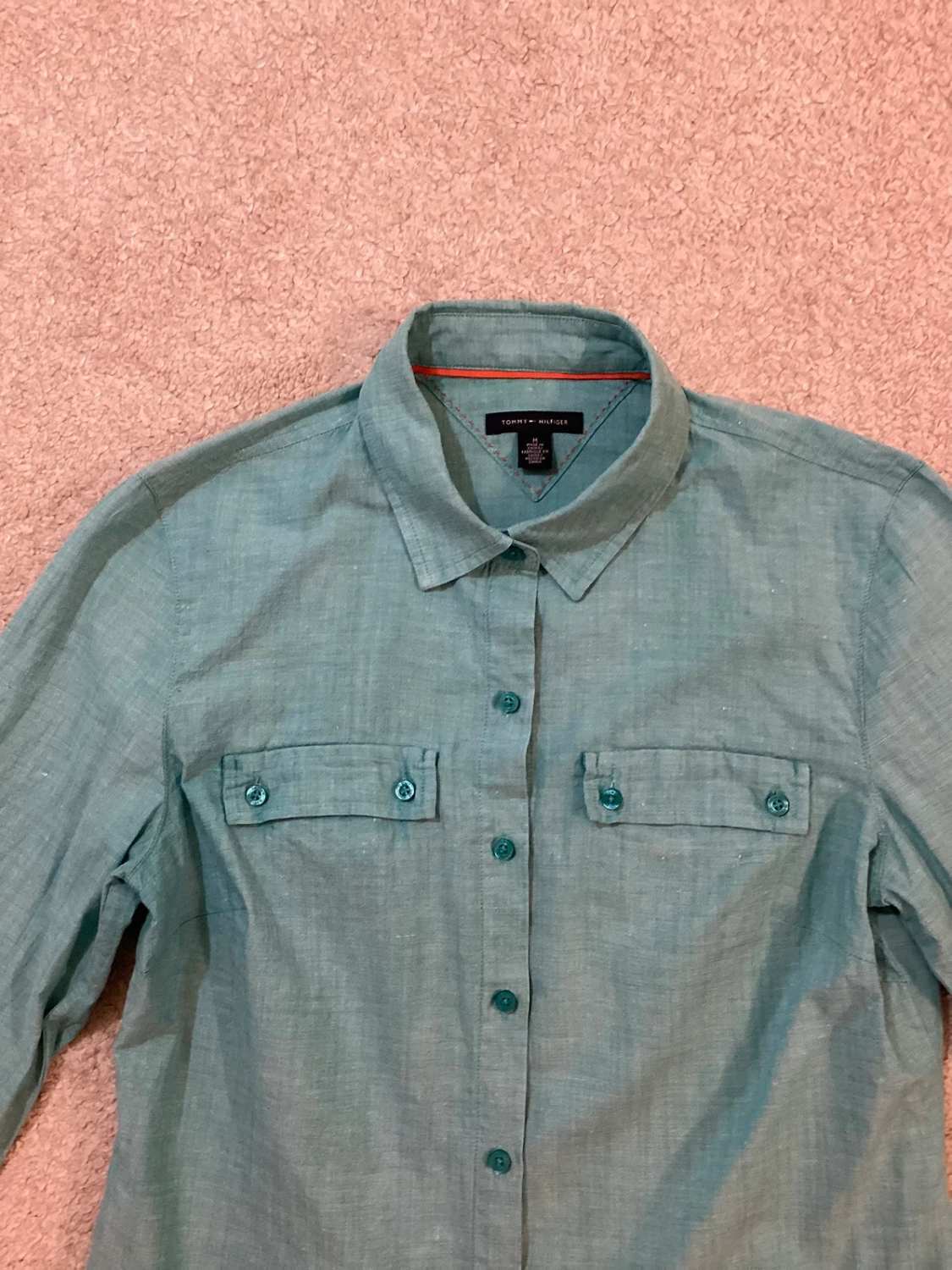 Chemise Tommy Hilfiger Femme - Turquoise - Coton/Lin - Taille M