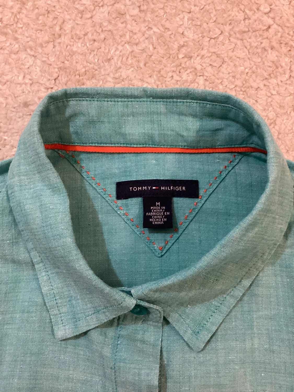 Chemise Tommy Hilfiger Femme - Turquoise - Coton/Lin - Taille M