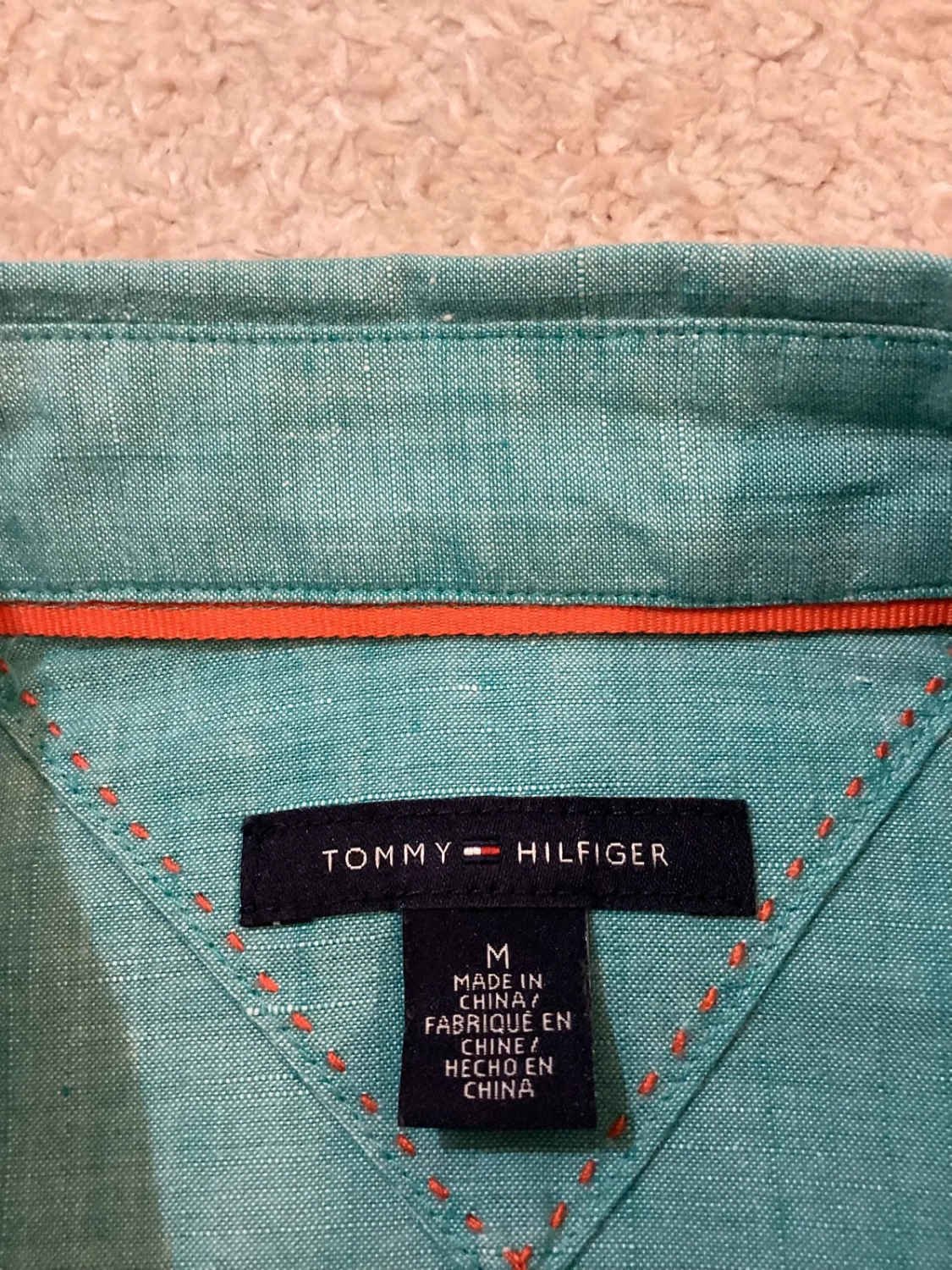 Chemise Tommy Hilfiger Femme - Turquoise - Coton/Lin - Taille M