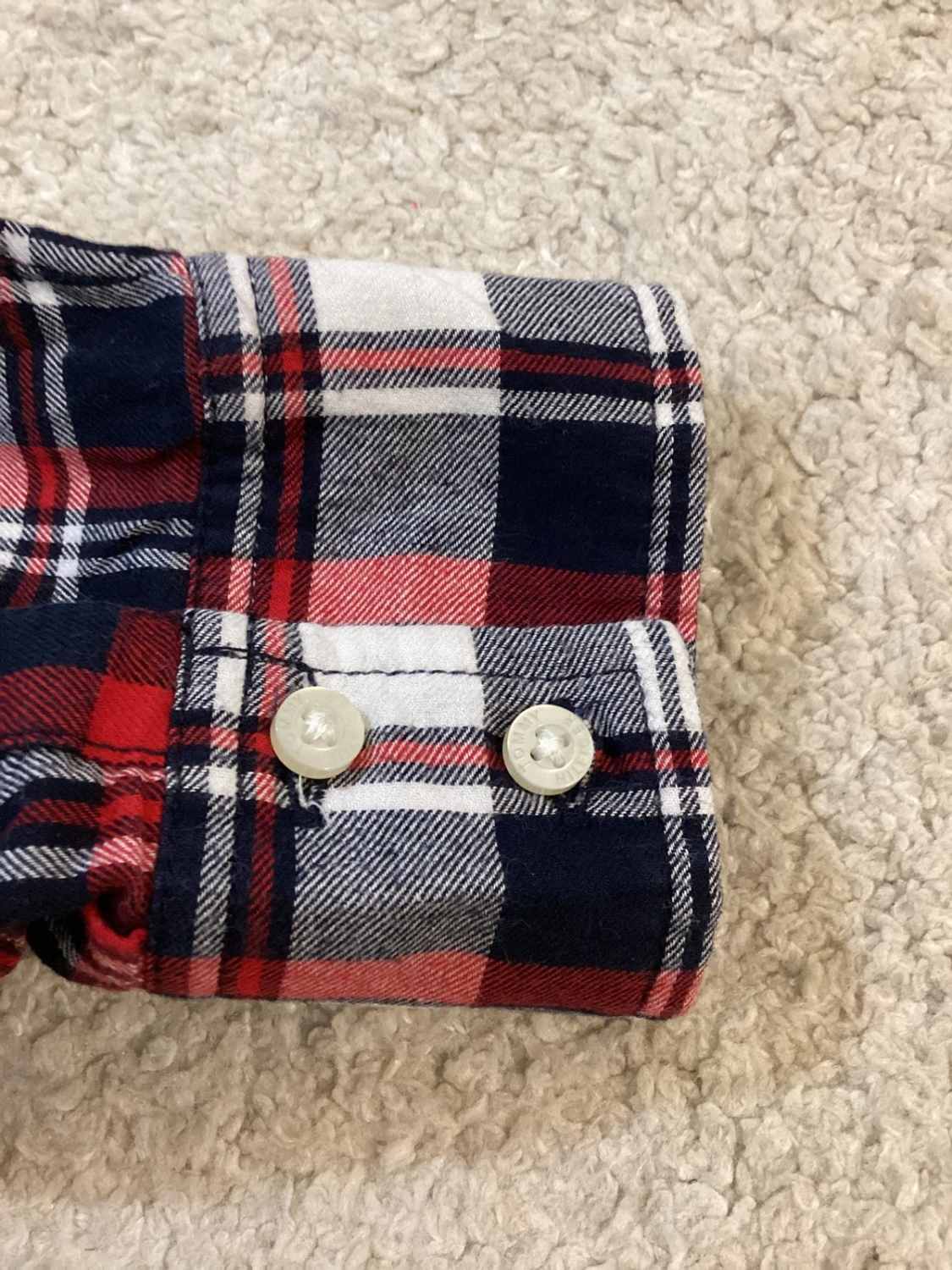 🍂 Chemise Tommy Hilfiger Flanelle - Carreaux Marine/Gris/Bordeaux - Taille M