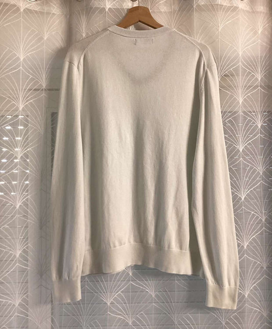 🔵 Sweat Nautica Homme Col V - Blanc - Taille M