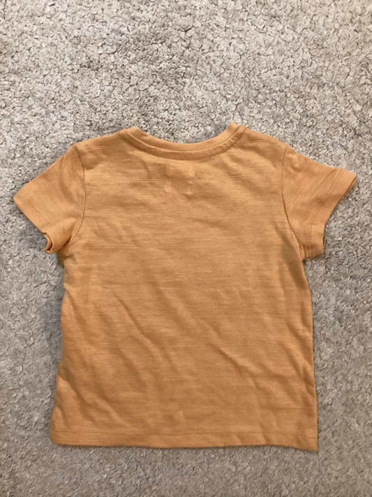 T-shirt enfant marron clair à manches courtes, dos plat, seconde main