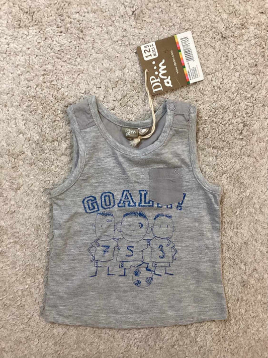 Tanktop Dp..am Baby - Grijs - 12 Maanden NIEUW