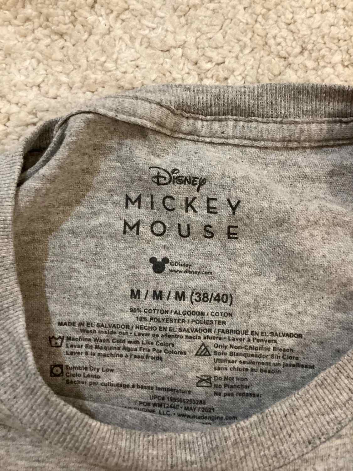 🐭 T-shirt Disney Mickey Mouse - Gris - Taille M - Coton/Polyester