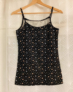 🎨 Top Tezenis à Motif - Noir/Bleu/Abricot - Taille S - Coton/Elastane