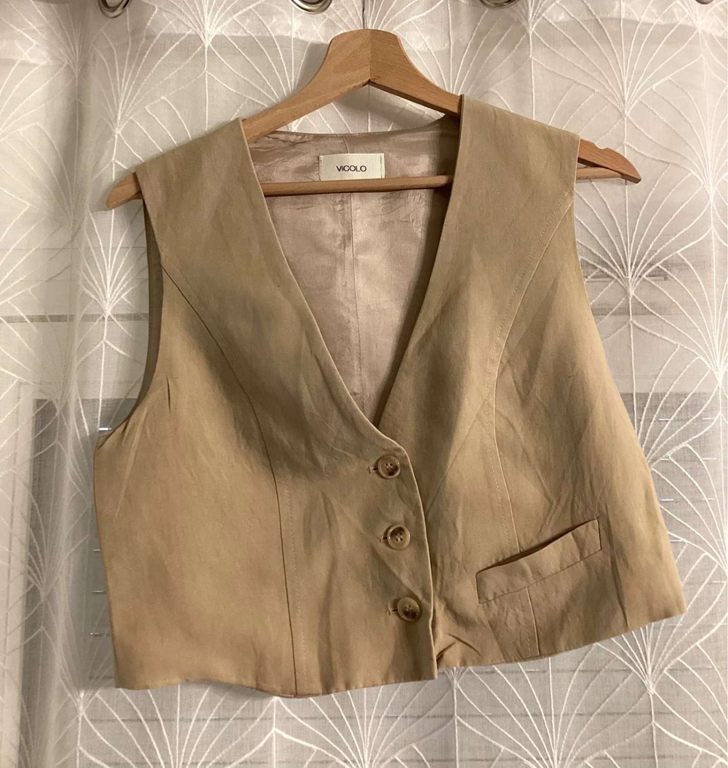 🧶 Gilet Vicolo - Beige - Taille S - Viscose/Lin