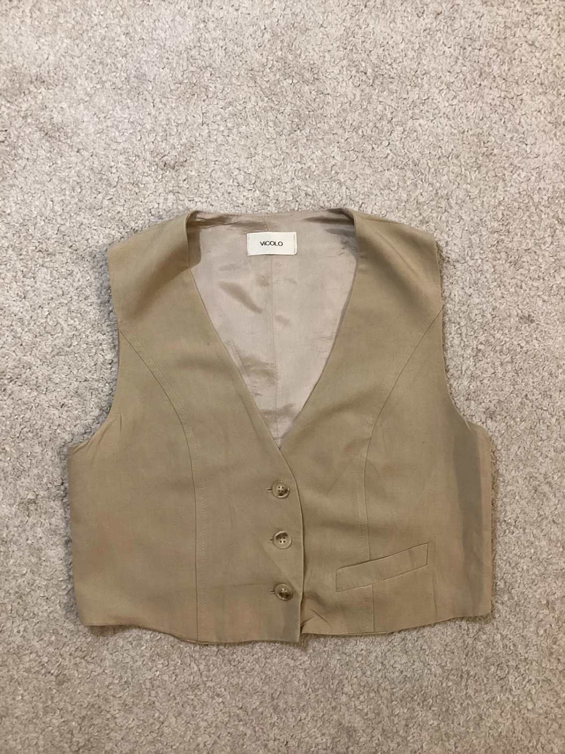 🧶 Gilet Vicolo - Beige - Taille S - Viscose/Lin