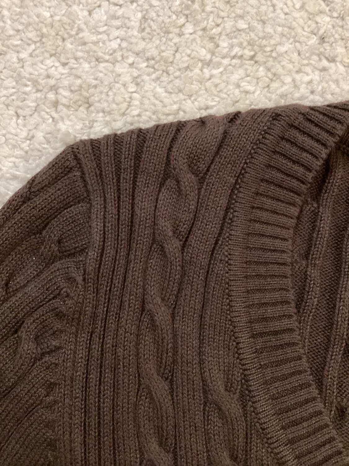 Pull Torsá Col V Tommy Hilfiger Marron Chocolat Maille Cable Knit – Femme – Taille M