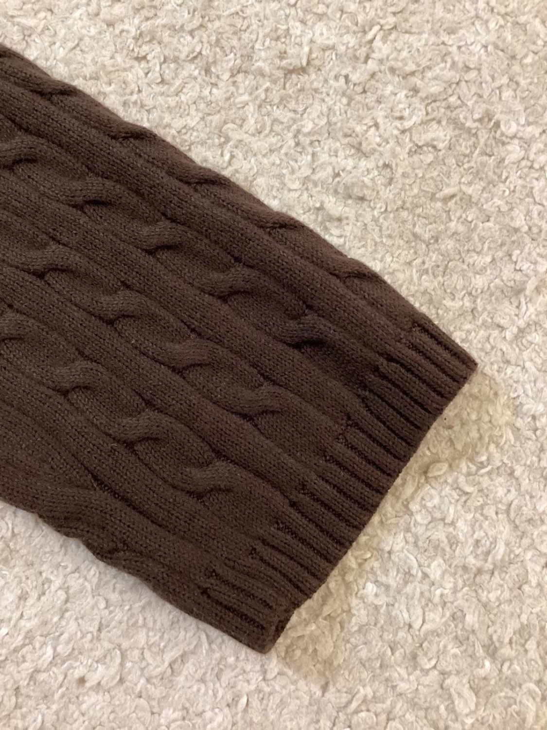Pull Torsá Col V Tommy Hilfiger Marron Chocolat Maille Cable Knit – Femme – Taille M