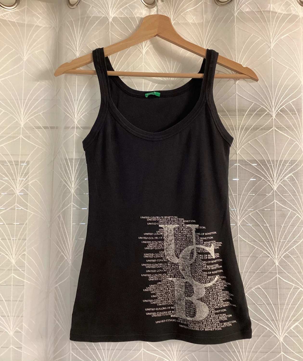 Débardeur Imprimé Benetton - Noir - Taille XS - Coton