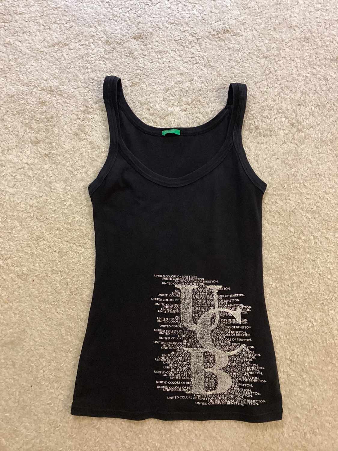 Débardeur Imprimé Benetton - Noir - Taille XS - Coton