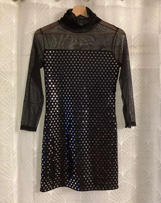 🖤 Tunique Transparente Col Roulé - Noir & Gris - Taille S