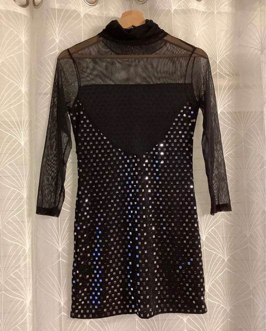 🖤 Tunique Transparente Col Roulé - Noir & Gris - Taille S
