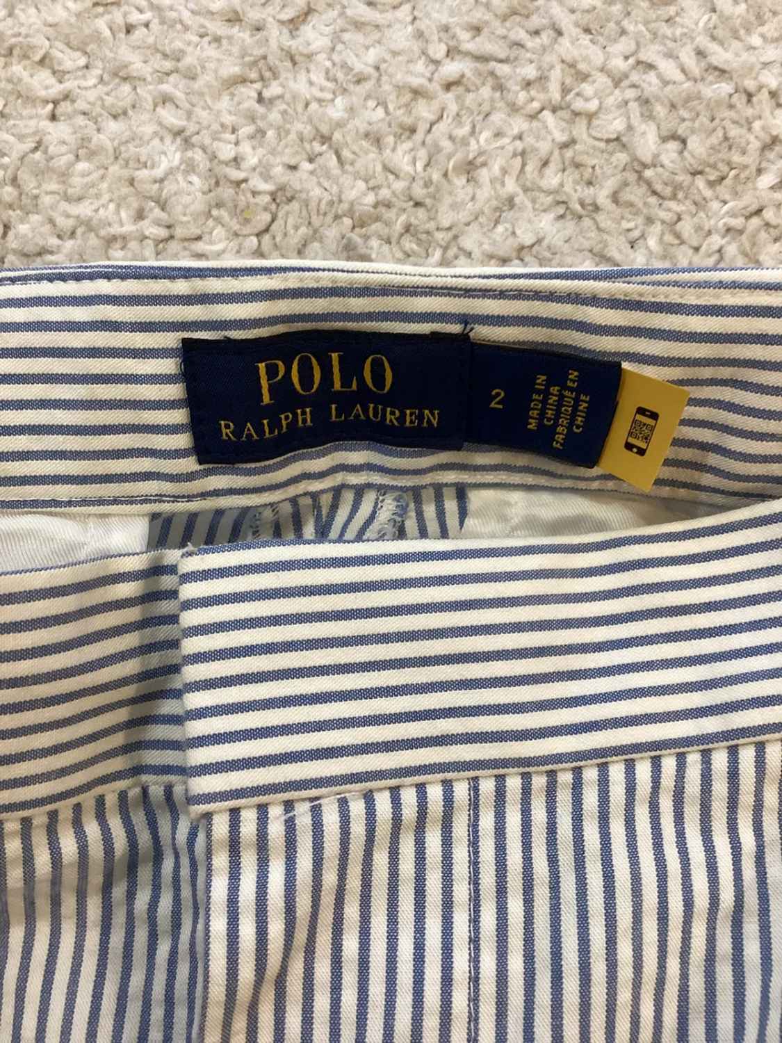 🌊 Chino à Rayures Polo Ralph Lauren - Blanc & Bleu Clair - Taille W26