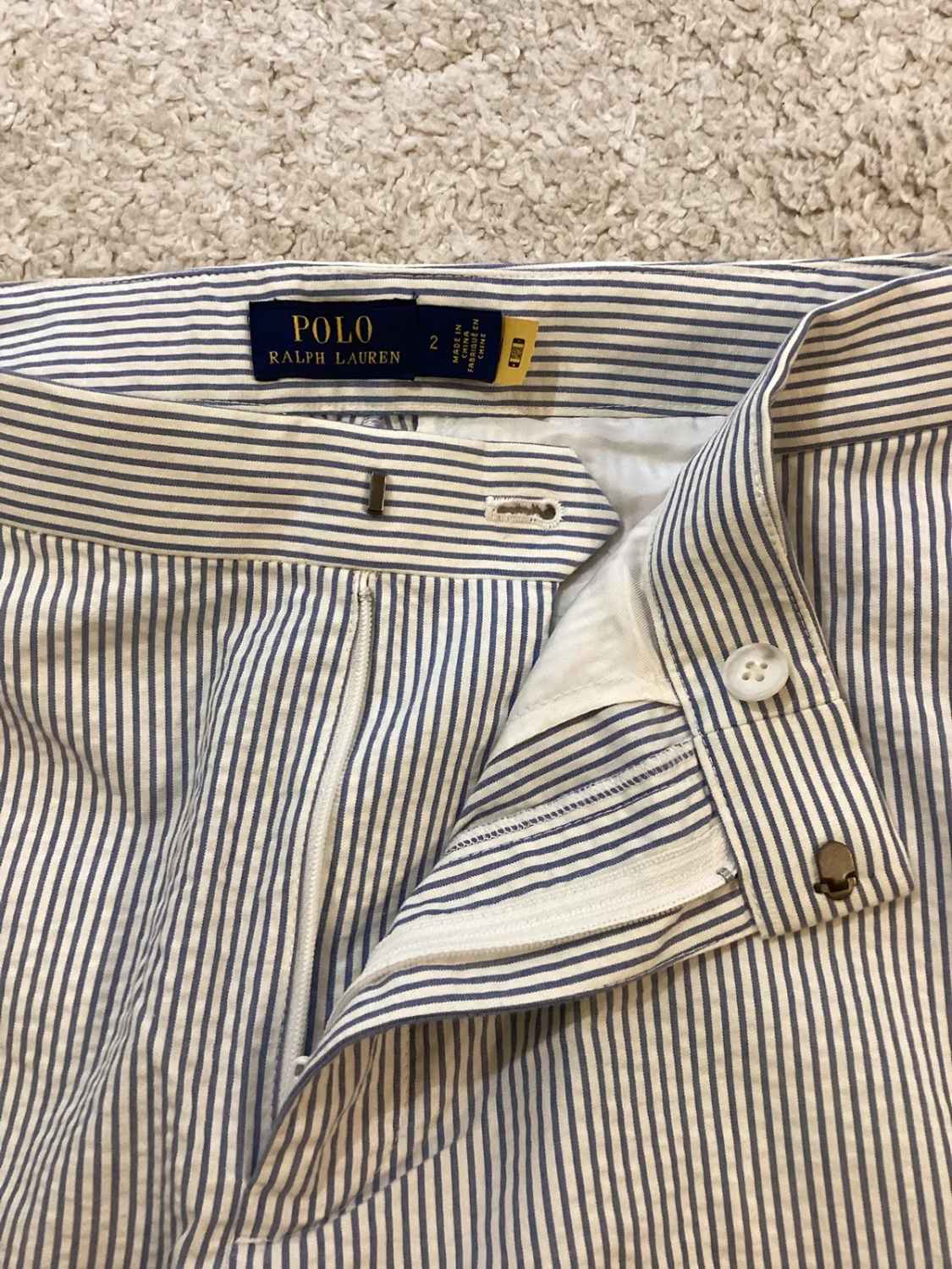 🌊 Chino à Rayures Polo Ralph Lauren - Blanc & Bleu Clair - Taille W26