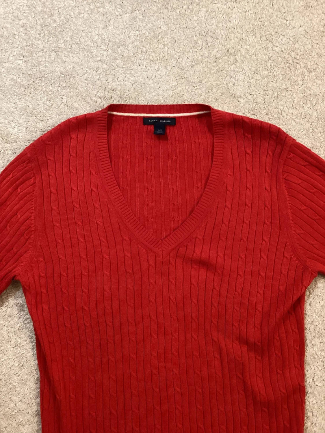 🔴 Sweat Câblé Tommy Hilfiger - Rouge - Taille L/G
