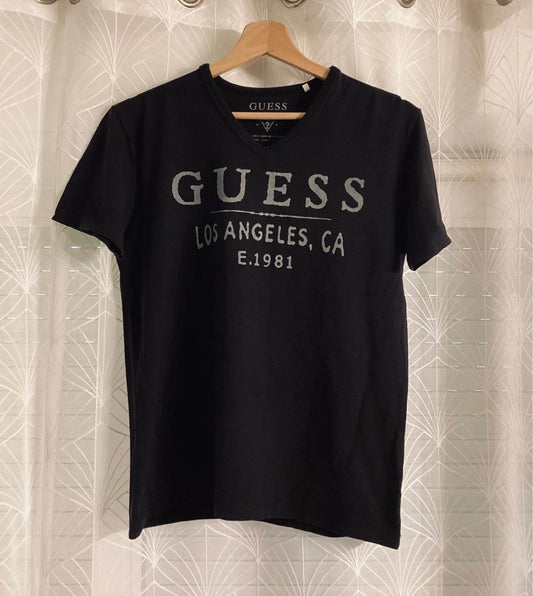 T-shirt Guess Femme Col V - Noir - Taille M