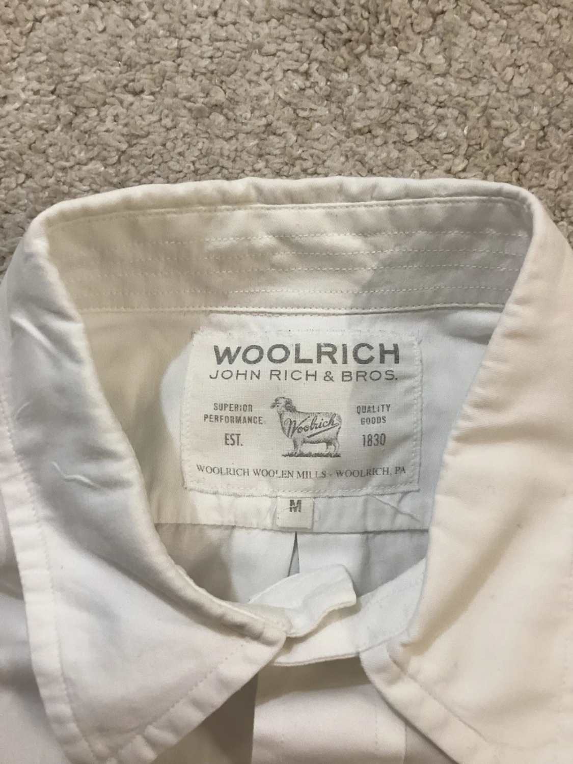 Camisa Woolrich Hombre - Blanco - Manga Corta - Talla M