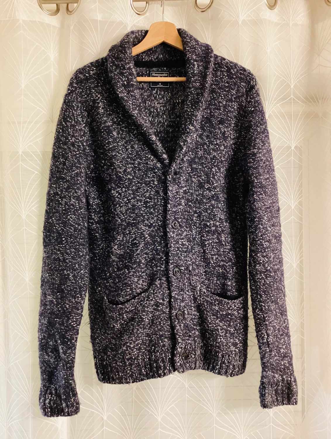 🔵🐘 Cardigan Abercrombie & Fitch Homme - Marine & Gris - Taille M