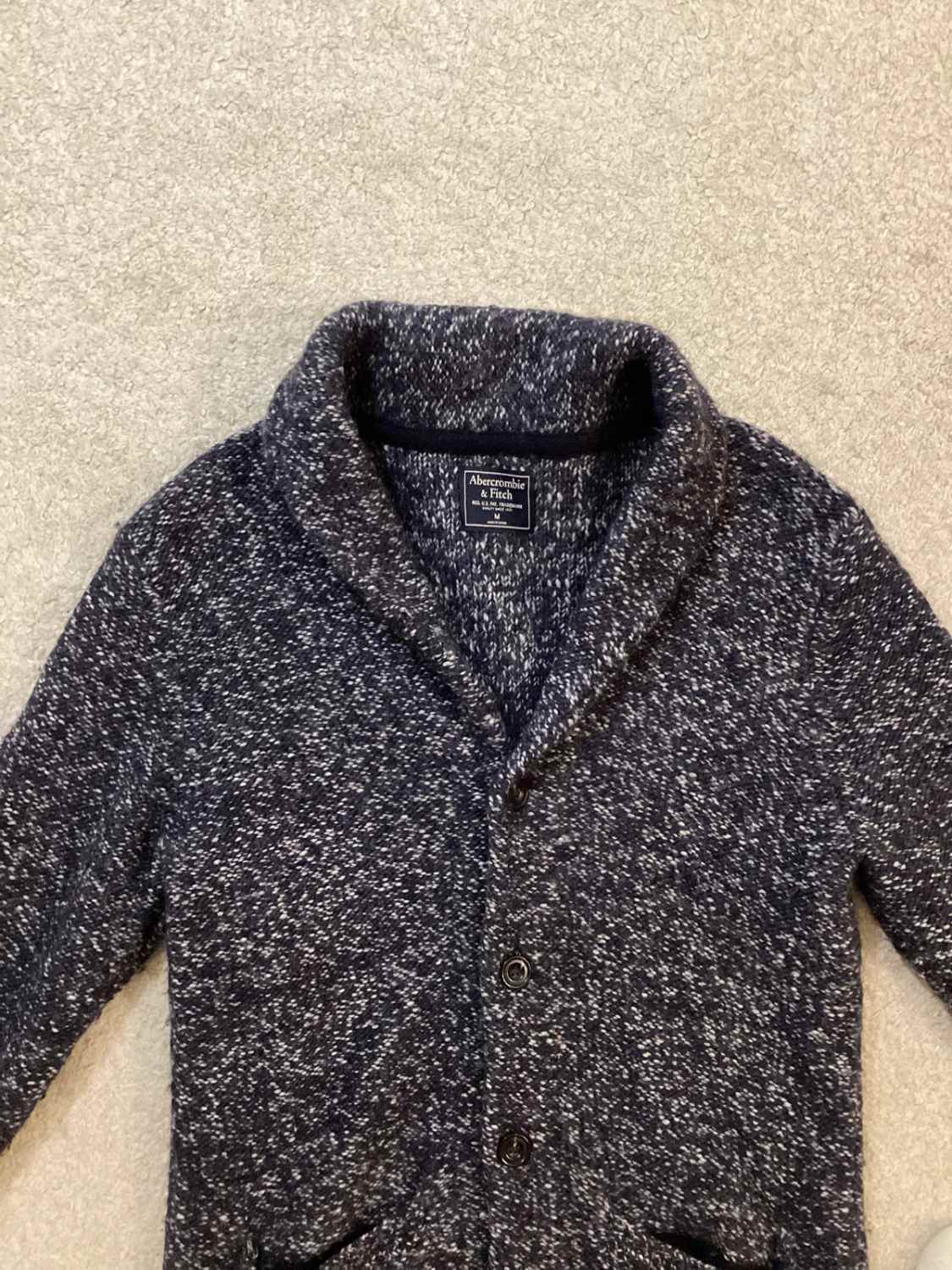🔵🐘 Cardigan Abercrombie & Fitch Homme - Marine & Gris - Taille M