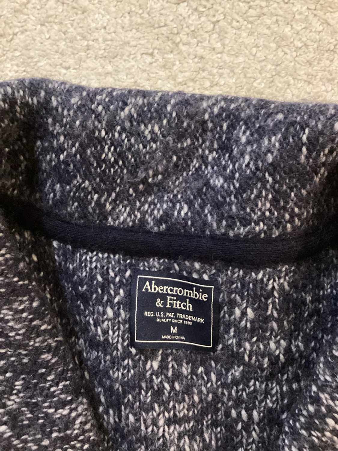 🔵🐘 Cardigan Abercrombie & Fitch Homme - Marine & Gris - Taille M
