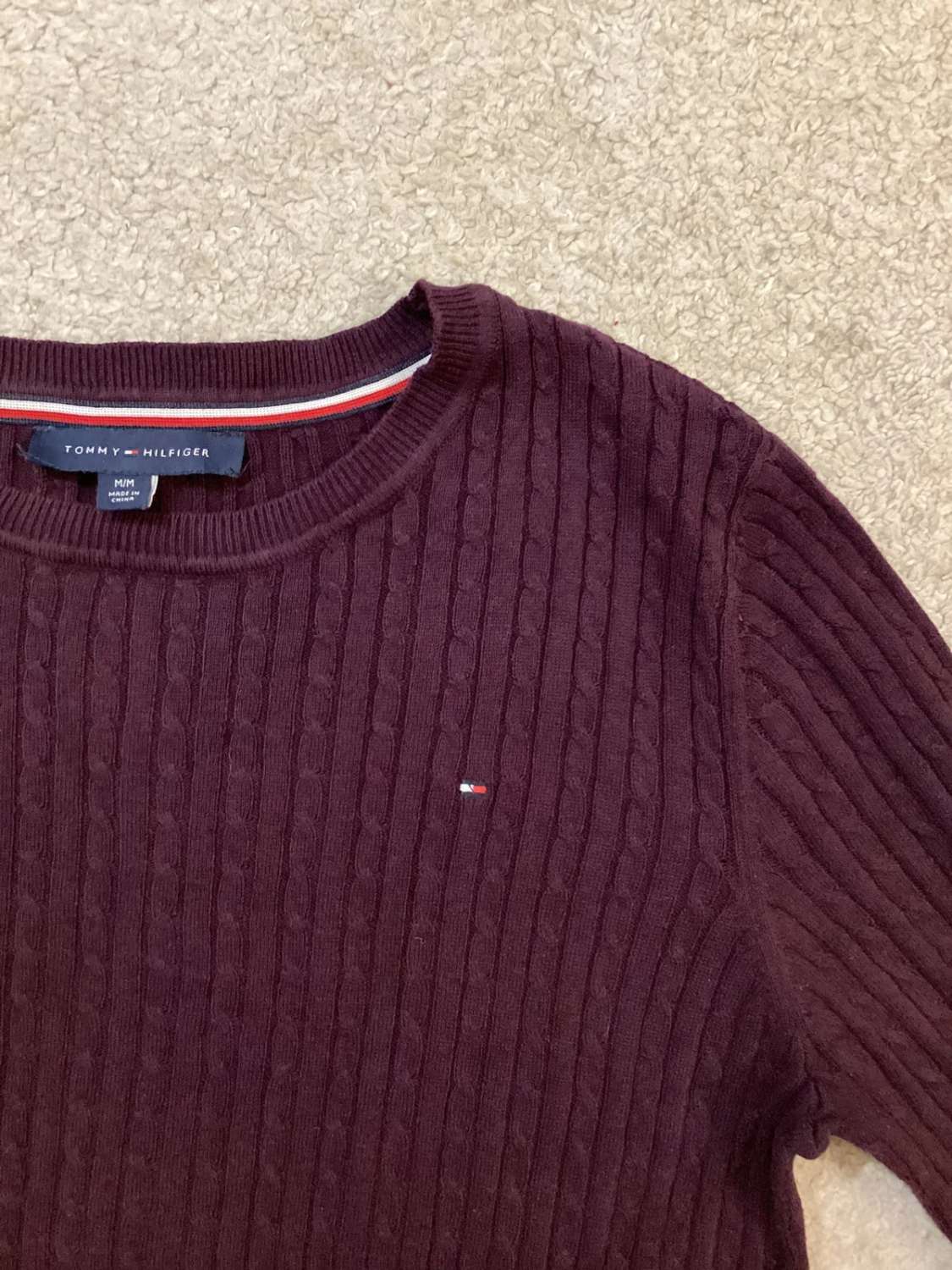🍷 Sweat Câblé Tommy Hilfiger - Bordeaux - Taille M