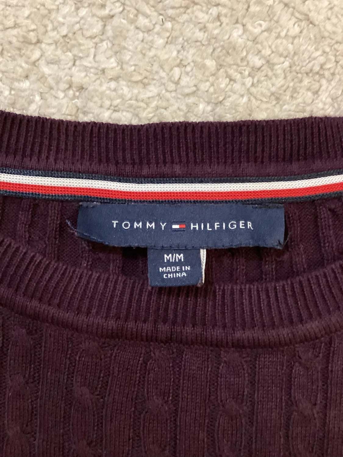 🍷 Sweat Câblé Tommy Hilfiger - Bordeaux - Taille M