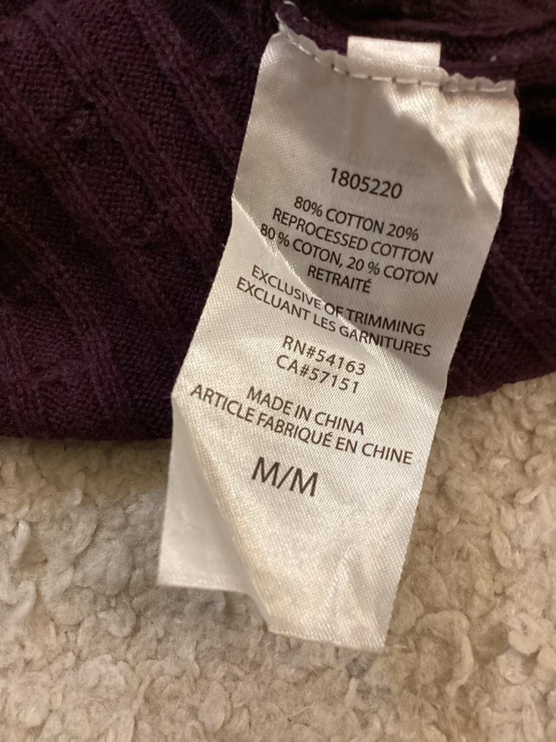 🍷 Sweat Câblé Tommy Hilfiger - Bordeaux - Taille M