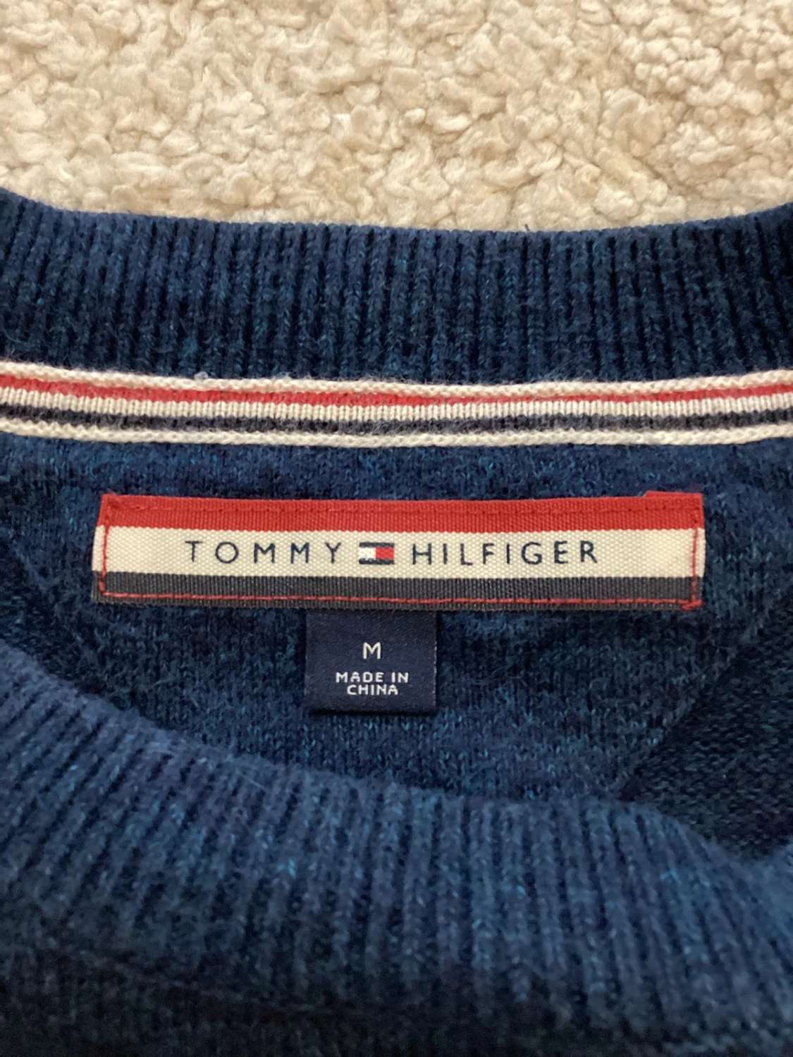 🔵🍃 Sweat Tommy Hilfiger Homme - Marine & Vert - Taille M